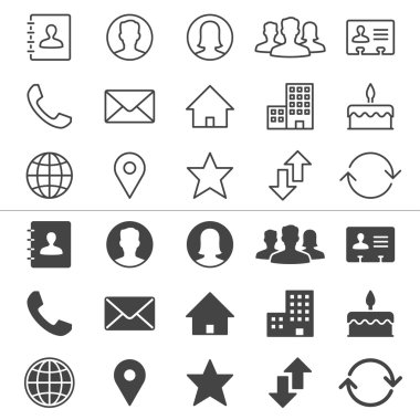 Contact thin icons clipart