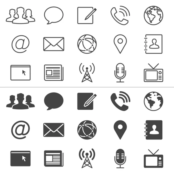 Media and communication thin icons — Stock Vector