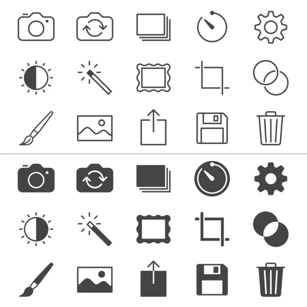 Photography thin icons — Stock Vector