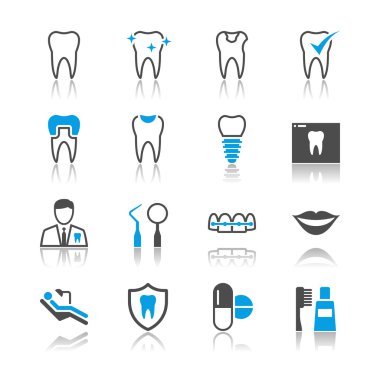 Dental icons reflection theme clipart