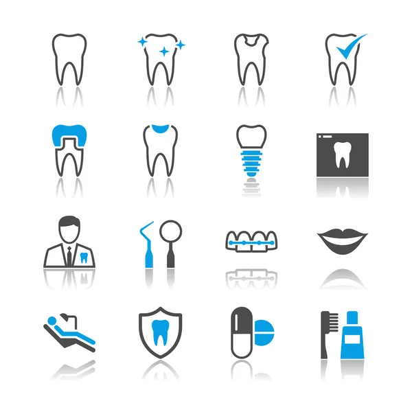 Dental Icons Reflexionsthema lizenzfreie Stockillustrationen