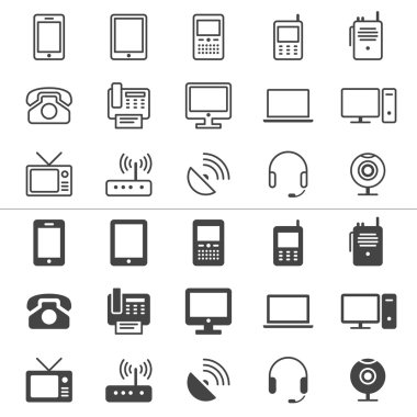 Communication device thin icons clipart