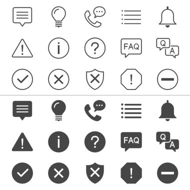 Information and notification thin icons clipart