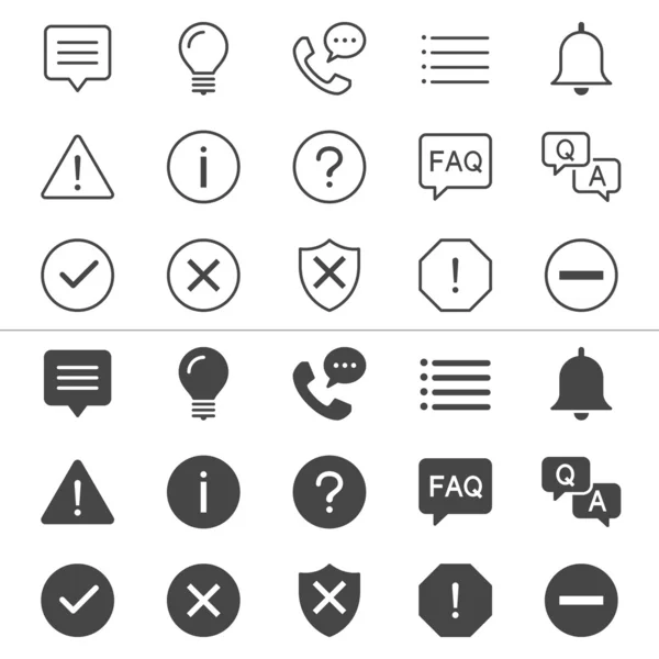 Информация и уведомления тонкие иконки — стоковый вектор