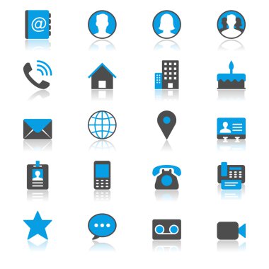 Contact flat with reflection icons clipart