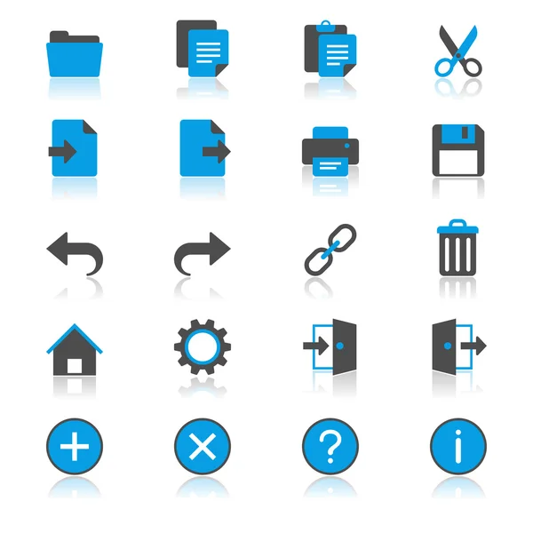 Aplicación barra de herramientas plana con iconos de reflexión — Vector de stock