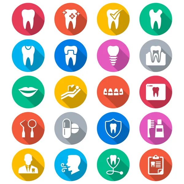 Dental flat color icons — Stock Vector