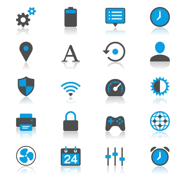 Réglage plat avec des icônes de réflexion — Image vectorielle