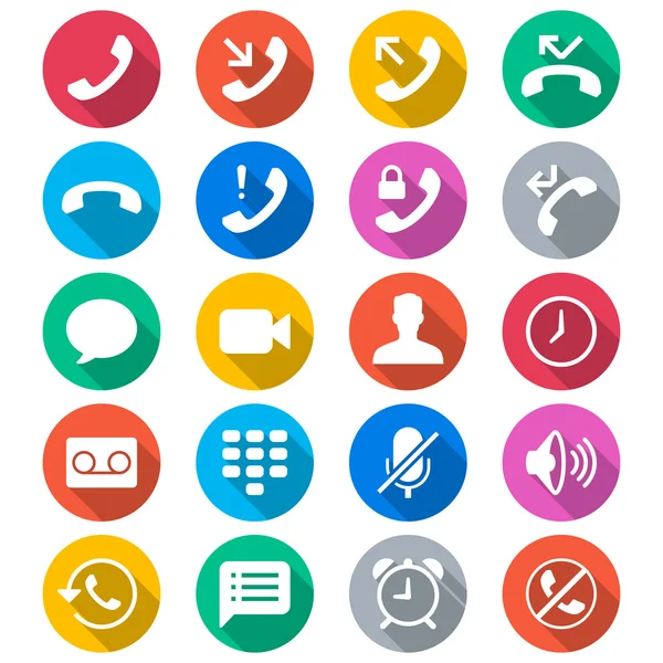 Teléfono iconos de color plano — Vector de stock