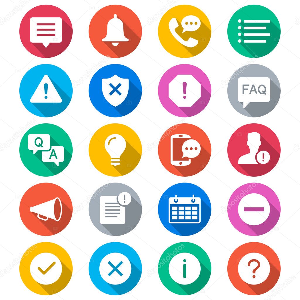 Information and notification flat color icons