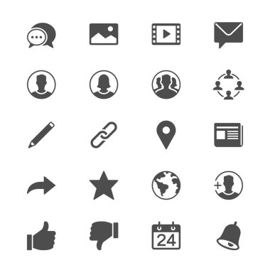 social network flat icons clipart