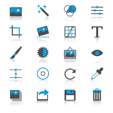 yansıması simgeleri ile düz fotoğraf