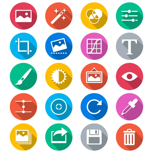 Photography flat color icons — Stock Vector