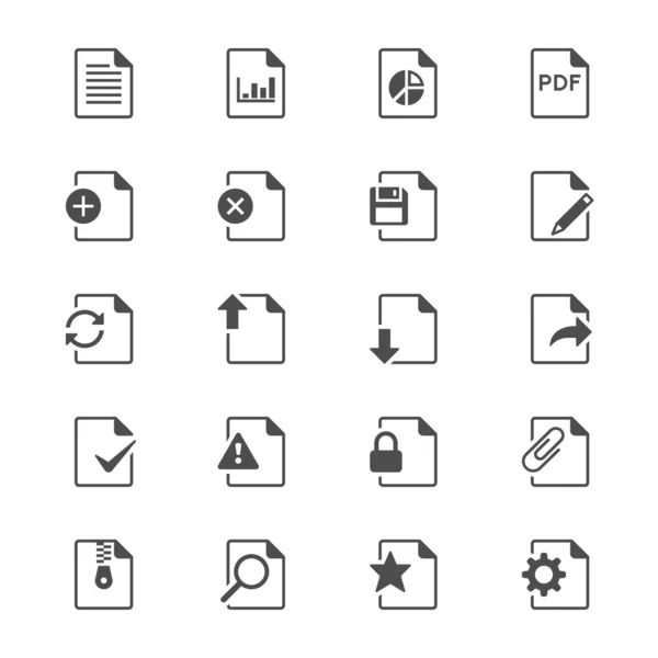 Documento iconos planos — Vector de stock