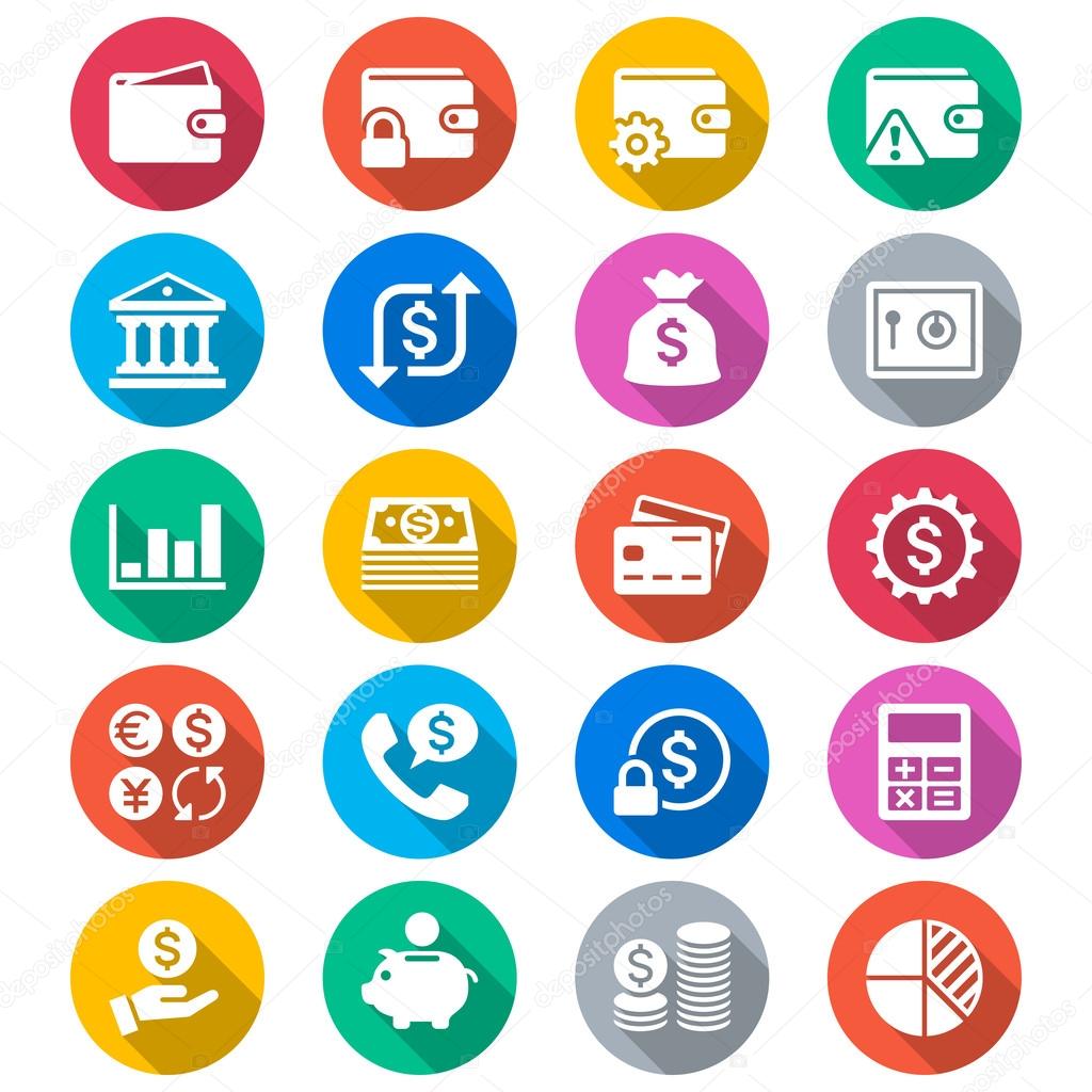 Financial management flat color icons
