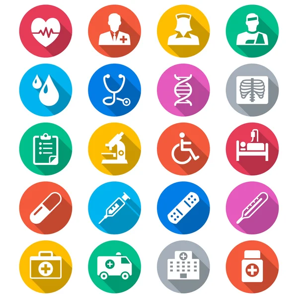 Health care flat color icons — Stock Vector