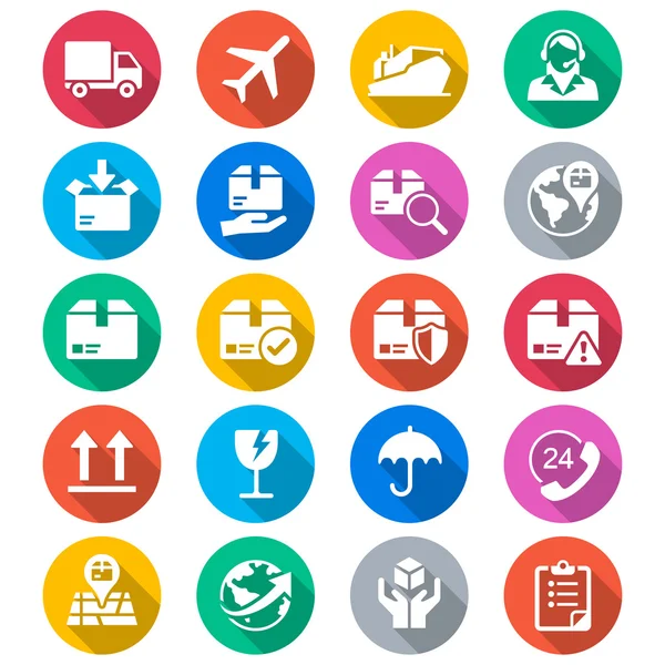 Logistics and shipping flat color icons — Stock Vector