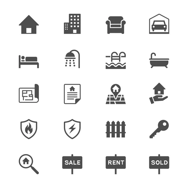 Inmobiliaria Apartamento Iconos — Vector de stock