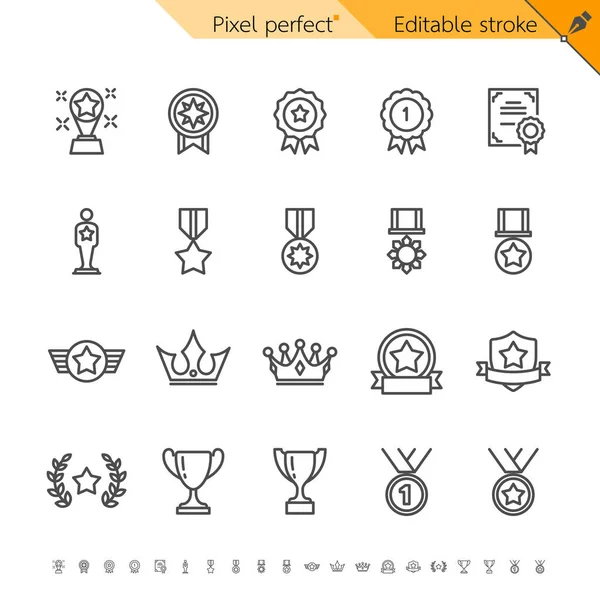 Award Thin Icons Pixel Perfect Editable Stroke —  Vetores de Stock