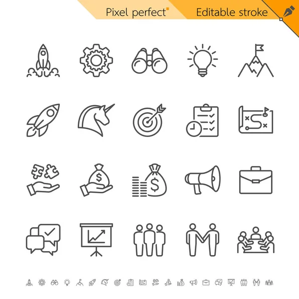 Startup Thin Icons Pixel Perfect Editable Stroke — Wektor stockowy