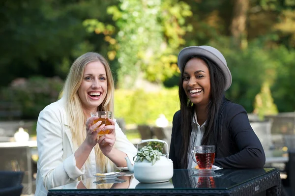 Twee meisjes het drinken van thee — Stockfoto