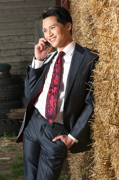Handsome and Happy Businessman on the Phone — Stock Photo, Image