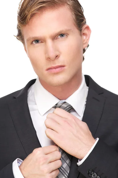 Businessman Holding His Tie — Stock Photo, Image