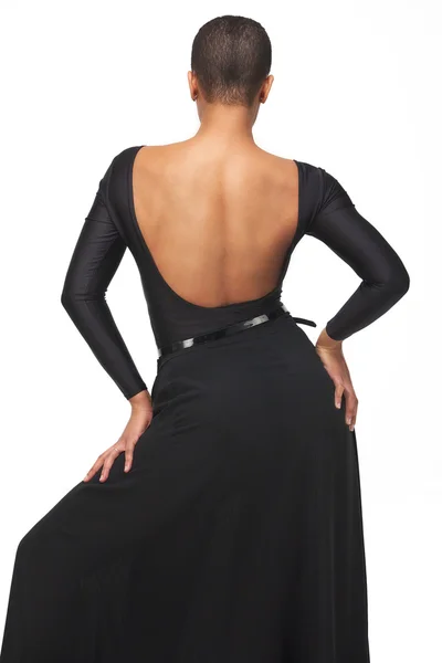 African american beauty z backless sukienki — Zdjęcie stockowe