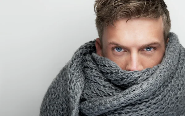 Close Up Portrait of Scarf covering Face — Stock Photo, Image