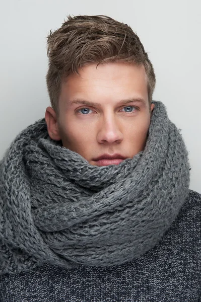 Handsome Man with Wool Scarf — Stock Photo, Image