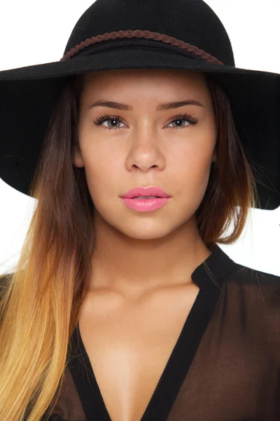 Beautiful Woman with Hat — Stock Photo, Image