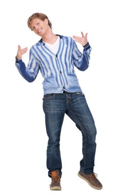 Desayuno mesayakışıklı adam el hareketi