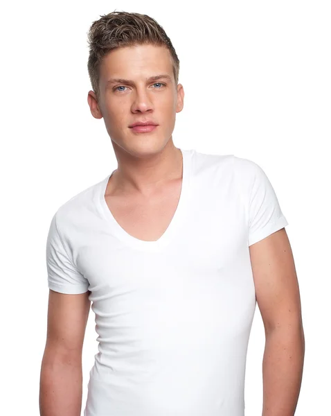 Beau homme en chemise blanche — Photo