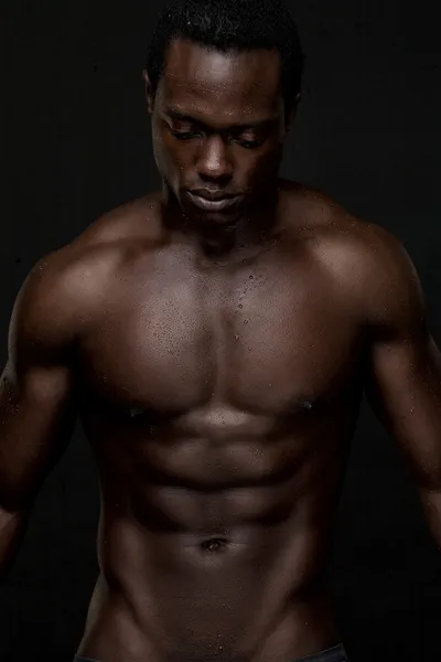 Atheletic African American Man Topless — Stock Photo, Image