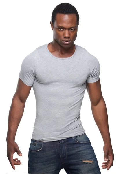 African American Man Posing Against White Background — Stock Photo, Image