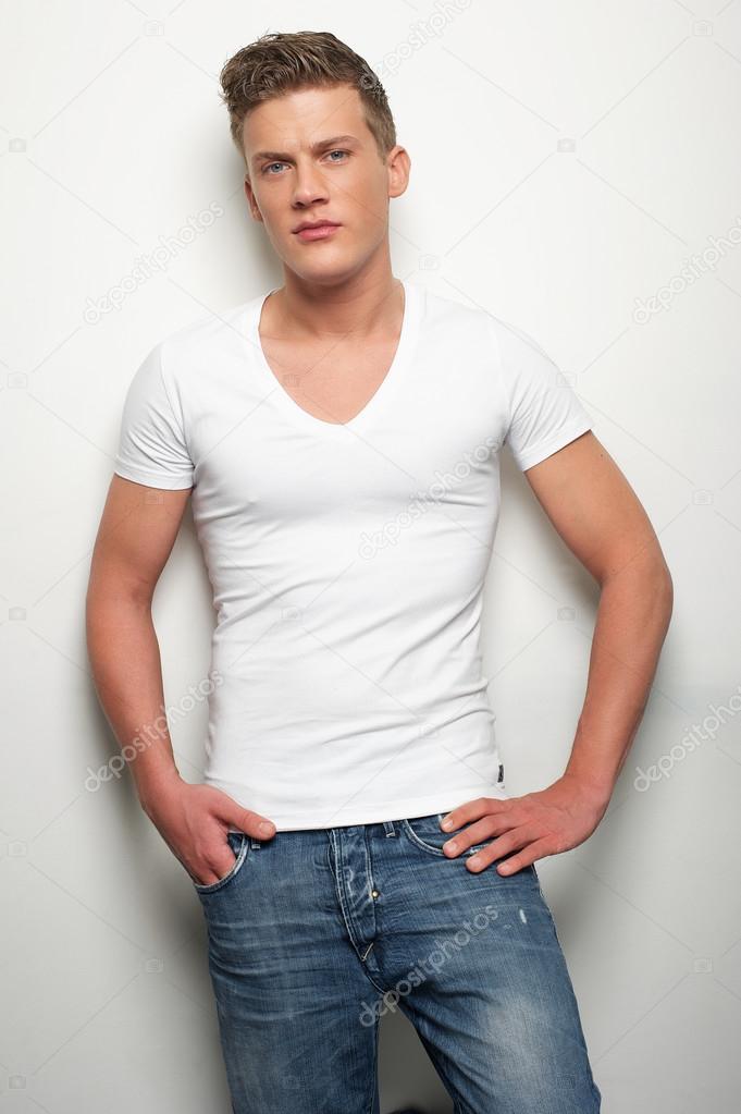 Handsome Man Posing in Jeans