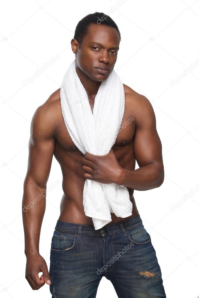 Handsome African American Man with Towel