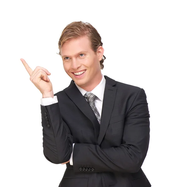 Businessman Pointing Finger Up — Stock Photo, Image