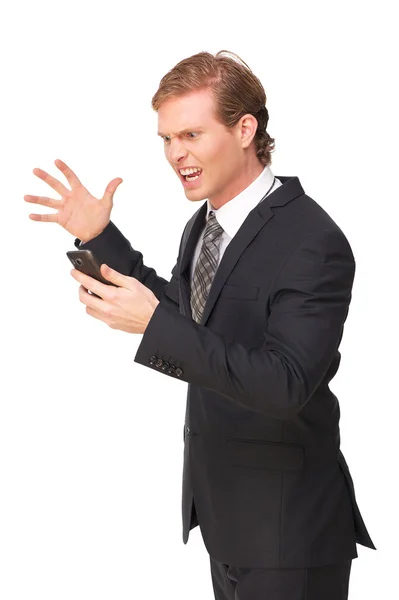 Frustrated Businessman Looking at Phone — Stock Photo, Image