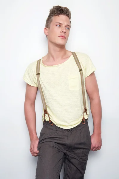 Attractive Man with Suspenders — Stock Photo, Image