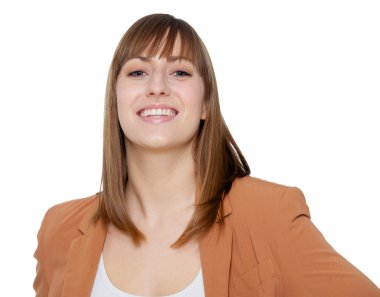 Gülümseyen genç bir kadının portresi