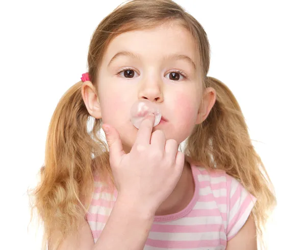 Cute Little Girl Chewing Gum — Stock Photo, Image