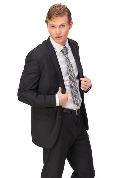 Handsome Businessman in Black Suit — Stock Photo, Image