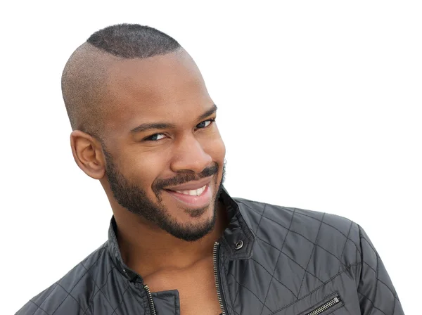Bello giovane afroamericano maschio modello sorridente — Foto Stock