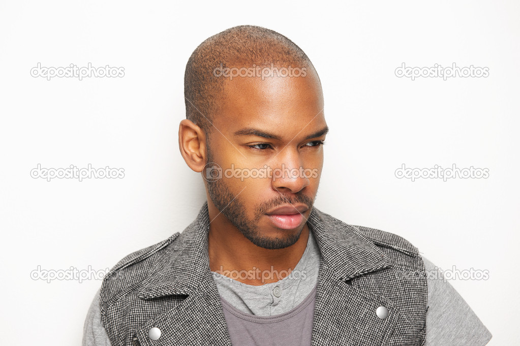 Attractive young african american man looking away