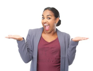 Eller yukarı hareketi ile karışık bir kadın portresi