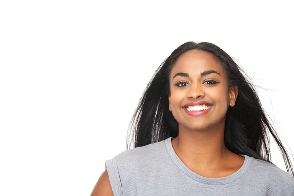 Hermosa mujer negra sonriendo — Foto de Stock