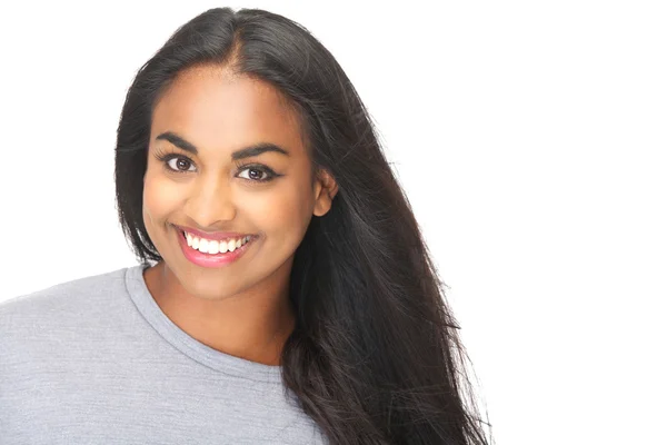 Jovem atraente sorrindo no estúdio — Fotografia de Stock