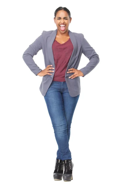 Portrait of a young woman shouting — Stock Photo, Image