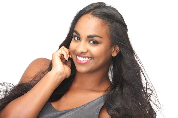 Closeup portrait of a beautiful young woman smiling — Stock Photo, Image